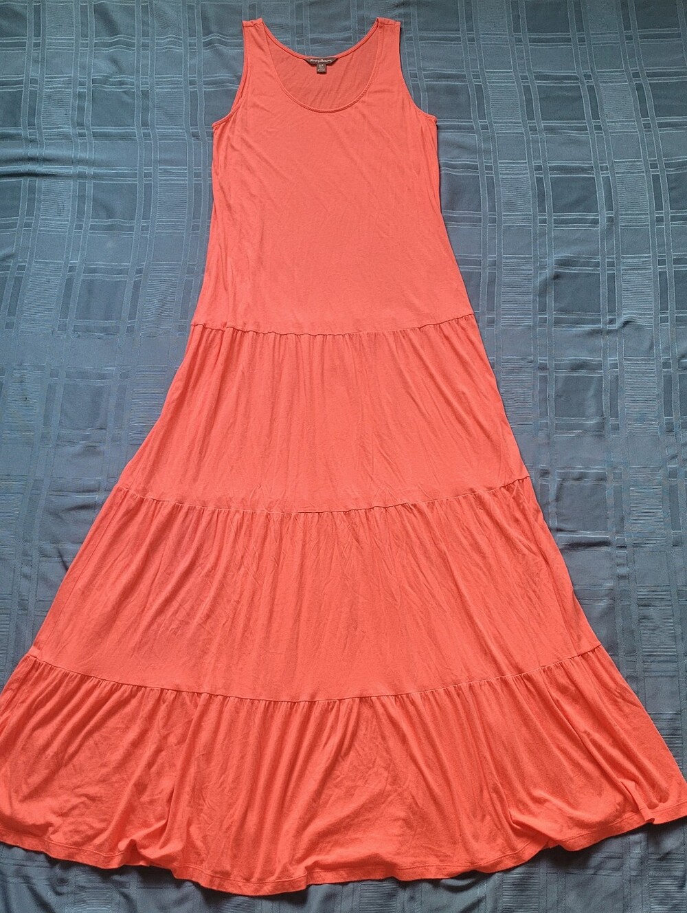 Tommy Bahama Maxi Dress Small Petite Coral Pink Sleeveless Tiered